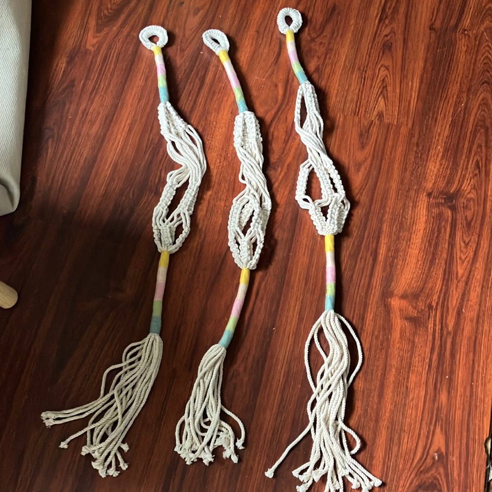Macramé plant hangars. Colorful, brand new.